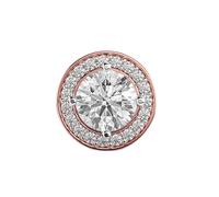 Clous d'oreilles pour homme en argent sterling 925 avec halo charmant | Plaqué or rose. Pierre n° 20. Taille de la pierre : 0,10-0,89 mm. Poids : 0,952 ct. Forme : ronde | 2,468 g. R_00116.