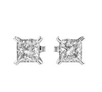 Clous d'oreilles princesse en argent sterling 925 | Placage argent | Pierre n° 2 | Taille de la pierre : 0,30-0,39 mm | Poids : 0,6 crt | Forme : princesse : 2,42 g | LKE_W_00036