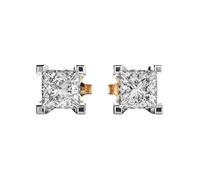 Clous d'oreilles princesse en argent sterling 925 | Plaqué or | Pierre n° 2 | Taille de la pierre : 1,00-1,49 mm | Poids : 2,5 ct | Forme : Princesse | 3,8 g | LKE_G_00173