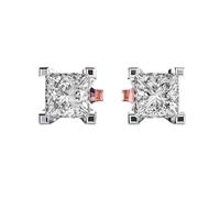 Clous d'oreilles princesse en argent sterling 925 | Plaqué or rose. Pierre n° 2. Taille de la pierre : 1,00-1,49 mm. Poids : 2,5 ct. Forme : princesse : 3,8 g. LKE_R_00173.