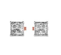 Clous d'oreilles princesse solitaires classiques en argent sterling 925 | Plaqué or rose | Pierre n° 2 | Taille de la pierre : 0,50-0,69 mm | Poids : 1 carat | Forme : princesse | 2,7 g ||R_00043