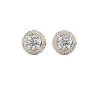 Clous d'oreilles ronds glorieux en argent sterling 925 | Plaqué or | Numéro de pierre : 32 | Taille de la pierre : 0,01-0,69 mm | Poids : 1,48 ct | Forme : Ronde | 2,886 grammes | LKE_G_00068