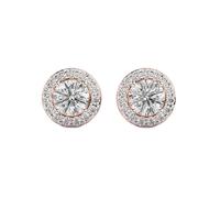 Clous d'oreilles ronds glorieux en argent sterling 925 | Plaqué or rose | Pierre n° 32 | Taille de la pierre : 0,01-0,69 mm | Poids : 1,48 crt | Forme : Ronde : 2,886 g | LKE_R_00068