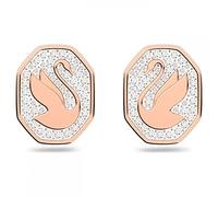Clous d'oreilles Signum, boucles d'oreilles octogonales, métal plaqué de ton or rosé, incolore et blanc