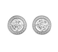 Clous d'oreilles soleil et halo en argent sterling 925 | Placage argent n° 48 | Taille de la pierre : 0,10-1,49 mm | Poids : 2,36 ct | Forme : ronde : 5,472 g | LKE_W_00168