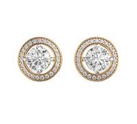 Clous d'oreilles soleil et halo en argent sterling 925 | Plaqué or | Numéro de pierre : 48 | Taille de la pierre : 0,10-1,49 mm | Poids : 2,36 ct | Forme : ronde | 5,472 g | LKE_G_00168
