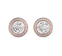 Clous d'oreilles soleil et halo en argent sterling 925 | Plaqué or rose | Pierre n° 48 | Taille de la pierre : 0,10-1,49 mm | Poids : 2,36 ct | Forme : ronde | 5,472 g | LKE_R_00168