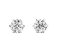 Clous d'oreilles solitaires classiques en argent sterling 925 | Placage argent n° 2 | Taille de la pierre : 1-1,49 mm | Poids : 2,5 ct | Forme : ronde | 3,12 g | LKE_W_00089