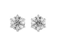 Clous d'oreilles solitaires classiques en argent sterling 925 | Plaqué argent ; pierre n° 2 ; taille de la pierre : 0,01-0,49 mm ; poids : 2 ct ; forme : ronde ; 3,51 g ; LKE_W_00028