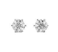 Clous d'oreilles solitaires classiques en argent sterling 925 | Plaqué or | Pierre n° 2 | Taille de la pierre 1 : 1,49 mm | Poids : 2,5 ct | Forme : Ronde : 3,12 g | LKE_G_00089