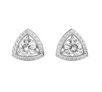 Clous d'oreilles solitaires en argent sterling 925 avec halo prismatique | Placage argent n° 44 | Taille de la pierre : 0,10-0,69 mm | Poids : 1,5 ct | Forme : ronde | 4,1 g ||W_00013