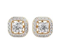 Clous d'oreilles solitaires en argent sterling 925 | Plaqué or n° 34 | Taille de la pierre : 0,01-0,69 mm | Poids : 1,32 ct | Forme : Ronde | 4,664 g | • Luxe • G_00204