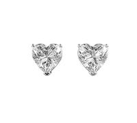 Clous d'oreilles solitaires en forme de cœur en argent sterling 925 | Placage argent n° 2 | Taille de la pierre : 1,0-1,49 mm | Poids : 2 ct | Forme : cœur : 3,1 g | LKE_W_00052