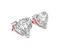 Clous d'oreilles solitaires en forme de cœur en argent sterling 925 | Plaqué or rose. Pierre n° 2. Taille de la pierre : 0,50-0,69 mm. Poids : 1 ct. Forme : cœur : 2,8 g. LKE_R_00157.