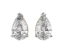 Clous d'oreilles solitaires en forme de poire en argent sterling 925 | Plaqué or | Pierre n° 2 | Taille de la pierre : 1,00-1,49 mm | Poids : 2 ct | Forme : poire | 3,5 g | LKE_G_00285