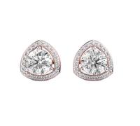 Clous d'oreilles solitaires Reuleaux en argent sterling 925 | Plaqué or rose | Pierre n° 44 | Taille de la pierre : 0,10-1,49 mm | Poids : 2,37 ct | Forme : Ronde | 4,274 g ||R_00099