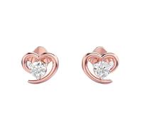Clous d'oreilles « Souhaits sincères » en argent sterling 925 | Plaqué or rose. Pierre n° 2. Taille de la pierre : 0,08-0,17 mm. Poids : 0,2 ct. Forme : Ronde : 1,54 g. LKE_R_00063.