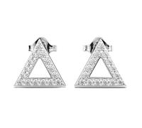Clous d'oreilles triangulaires scintillants en argent sterling 925 | Placage argent n° 30 | Taille de la pierre : 0,01-0,07 mm | Poids : 0,3 crt | Forme : Ronde : 1,56 g | LKE_W_00107
