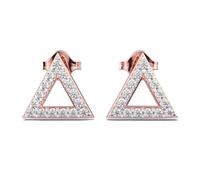 Clous d'oreilles triangulaires scintillants en argent sterling 925 | Plaqué or rose | Pierre n° 30 | Taille de la pierre : 0,01-0,07 mm | Poids : 0,3 crt | Forme : Ronde : 1,56 g | LKE_R_00107