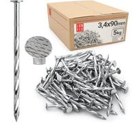Clous rotatifs 3,4 x 90 mm - 5 kg Clous à vis en bois galvanisés 10,27 x 1,27 cm Clous à vis à tête plate 90 mm de long Clous pour bois