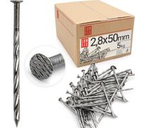 Clous torsadés 2.8x50mm 5kg 1925 pcs. | Clou spiralé pour construction bois, toiture, palettes | Clou acier torsadé menuiserie | Clous galvanisés Lun Fix