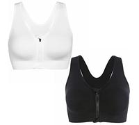 CLOUSPO Soutien-gorge de sport post-chirurgie avec fermeture éclair sur le devant, sans couture avec coussinets amovibles Pour le yoga et le fitness