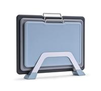 CLOVE Lot de Planche a Decouper Plastique Sans-BPA avec Support sur Plan de Travail, 32x24, 30x20, 26x19cm Ensmeble de Grande et Petite Planche à Découper Apero Cuisine avec Rigole Code Couleur Noir