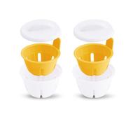 CLOVE Pocheuses à œufs Micro-ondes, Moule à œufs Sans-BPA, Chaudière à œufs, Cuiseur à Vapeur Micro-ondes à œufs, Double Tasse en Polypropylène avec Fermeture (jaune et blanche)