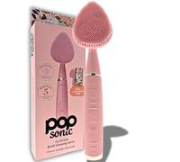 Clover Appareil de nettoyage du visage en silicone rose avec 8000 vibrations par minute, 5 vitesses, rechargeable par USB et brosse de nettoyage avec étui