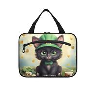 Clover Cat Green St. Patrick Sacs à suspendre pour voyage avec crochet, trousse de maquillage lavable de grande capacité pour maman toilette bolso de maquillaje para Mujer L