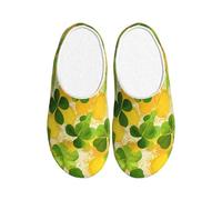 Clover Coin Pantoufles en flanelle pour femme Motif trèfle antidérapant chaud Pour intérieur et extérieur, multicolore, XX-Large