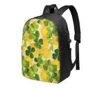 Clover Coin Sac à dos pour ordinateur portable Motif trèfle 43,2 cm Résistant à l'eau Avec port de charge USB Sac à dos d'école, de travail pour homme et femme