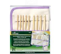 Clover Ensemble de crochets tunisiens interchangeables en bambou marron 20,3 × 17,3 × 3 cm