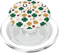 Clover Fer à Cheval avec dés Motif icône Porte-Bonheur PopSockets PopGrip pour MagSafe