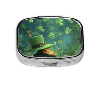 Clover Forest Mini pilulier carré en métal avec 2 compartiments de poche