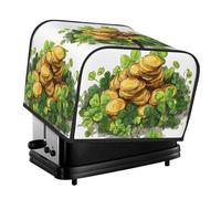 Clover Golden Coin Housse de grille-pain 4 tranches - Imperméable à l'eau et à la poussière en tissu Oxford avec poche latérale pour petits appareils de cuisine