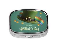 Clover Hat Mini pilulier carré en métal avec 2 compartiments de poche