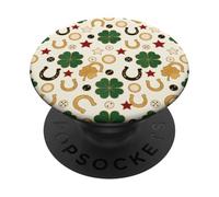 Clover Horseshoe Stars Dice Allover Lucky Symbol PopSockets PopGrip Adhésif