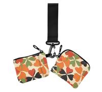 Clover Lot de 2 porte-monnaie pour femme avec dragonne Vert Orange