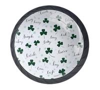 Clover Lucky Lot de 4 boutons de porte ronds noirs de 35 mm pour portes d'armoires de cuisine et meubles avec 2 tailles de vis