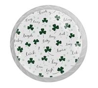 Clover Lucky Lot de 4 boutons de tiroir ronds en acier inoxydable à trou unique avec vis pour décoration de maison, placard, armoire - 35 mm