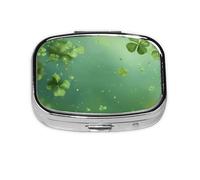 Clover Mini pilulier carré rétro en métal Organiseur de médicaments de voyage 2 compartiments de poche Petit étui de rangement portable