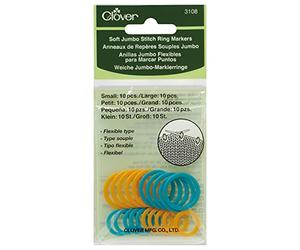 Clover soft jumbo stitch ring markers, Blanc