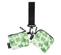Clover St Leaf Lot de 2 portefeuilles fins et plats avec poche à fermeture éclair pour femmes et filles Vert, Trèfle St Leaf Vert, 1 size, Art déco