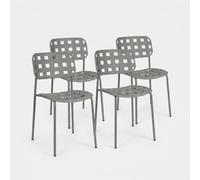 Clover YES Lot de 4 chaises d'extérieur de jardin en acier et polypropylène Gris