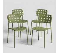 Clover YES Lot de 4 chaises d'extérieur de jardin en acier et polypropylène Vert