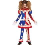 Clown Amérique Horreur Halloween Aventure Enfants Fantaisie Costume Cirque Amusant Etoiles Rêve effrayant Rouge Bleu, Taille : 140/146 Couleur : Bleu