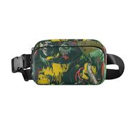 Clown aux cheveux verts avec une tronçonneuse dans la main gauche et un couteau dans la main droite mignon sac banane pour femmes hommes mini sac poitrine bandoulière avec sangle réglable pour voyage