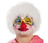 clown blanc boucles perruque