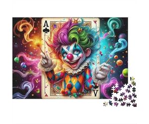 Clown Carnaval Carte Puzzle 1000 pièces pour Adultes Carte Joker Clown Magie Défiant Difficile Premium Épais Robuste Vibrant Relaxation Antistress Jeu Familial 52x38cm/1000pcs